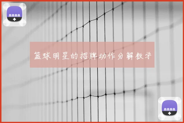 篮球明星的招牌动作分解教学